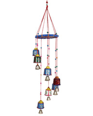 Kuber Industries Handcrafted Wall Hanging Bells with Ring|Traditional Rajasthani Hand Painted Bells for Home Decoration (Multicolor)