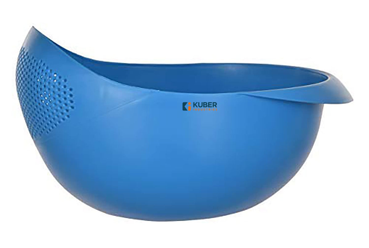 Kuber Industries Colander|Durable Plastic Unbreakable Strainer|BPA Free Washing Bowl for Vegetable,Noodles,Pasta,(Blue)