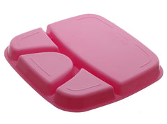 Kuber Industries 4 Pieces Microwave Safe Unbreakable Plastic Food Plate with Partitions (Pink) - CTKTC034704