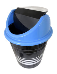 Kuber Industries Plastic Dustbin/Wastebin With Swing Lid, 10 Liter- Pack of 2 (Black & Blue)-47KM0889
