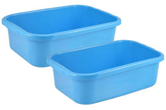 Kuber Industries 2 Pieces Unbreakable Plastic Big Size Multipurpose Desk Organizer, kitchenTray, Storage Basket/Big Tray (Blue)-KUBMART1578