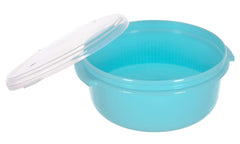 Kuber Industries Food Grade, Microwave & Freezer Safe Plastic Bowls, Food Storage Container Set with Lid, Set of 3 (3200ml, 1800ml, 1000ml) (Blue)-46KKM0146, Standard