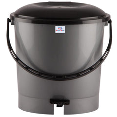 Heart Home Multiuses Plastic Pedal Dustbin, Waste Bin, Trash Can With Handle, 7 Litre- Pack of 2 (Grey)-47HH0755