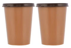 Heart Home Food Grade, Leakproof Plastic Everyday Glass,Tumbler with Lid, 300ml- Set of 2 (Coffee)-HS43HEARTH25672