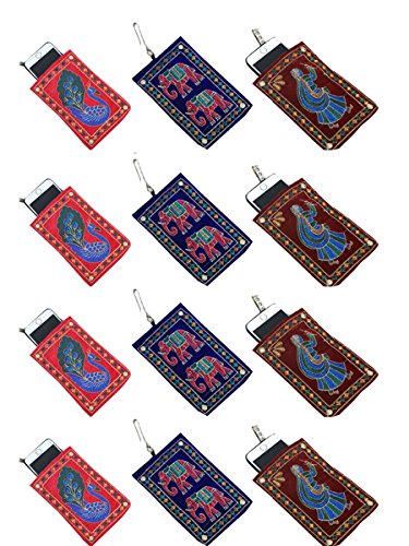 Kuber Industries Embroidery 12 Piece Velvet Mobile Pouch Cover