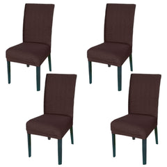 Kuber Industries Leaf Printed Polyester Stretchable Elastic Dining Chair Cover/Seat Slipcover/Seat Protector- Pack of 4 (Brown)-50KM01004