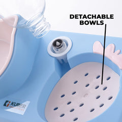 Urbane Home 2-in-1 Cat & Dog Bowl Set With Replaceable Water Bottle|Detachable Cat Bowl Set|Premium PP & ABS Plastic|Non-Toxic|Suitable For Small & Medium Pets|PT303C|Blue