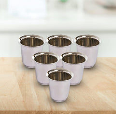 Kuber Industries Small Stainless Steel Glass | Set of 6 I South Indian Design | Multipurpose Serving Tea Coffee I Mirror Finish | Easy to Clean & Maintain