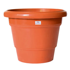 Heart Home Solid 2 Layered Plastic Flower Pot|Gamla for Home Decor,Nursery,Balcony,Garden,6"x5",Pack of 8 (Orange)