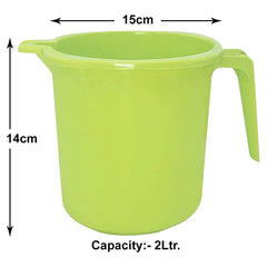 Kuber Industries Square Large Plastic Bathroom Mug, 2 Litre- Pack of 2 (Green)-50KM0849