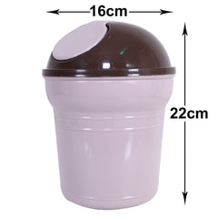 Kuber Industries Table Dustbin|Durable Plastic Small Desktop Garbage Bin with Swing-Lid|Countertop Trash Can For Study Table, Office, 3 Ltr, Pack of 2 (Peach)