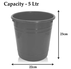 Kuber Industries Plastic Dustbin|Portable Garbage Basket & Round Trash Can for Home,Kitchen,Office,College,5 Ltr.(Gray)