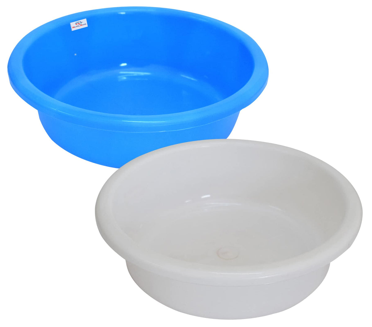 Heart Home Multiuses Plastic Knead Dough Basket/Basin Bowl For Home & Kitchen 6 Ltr- Pack of 2 (Blue & White) 52HH3869