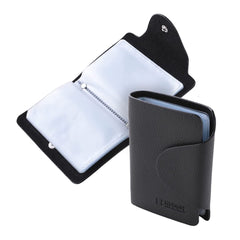 Kuber Industries Wallet for Women/Men | Card Holder for Men & Women | Leather Wallet for ID, Visiting Card, Business Card, ATM Card Holder | Slim Wallet | Butten Closure, Black
