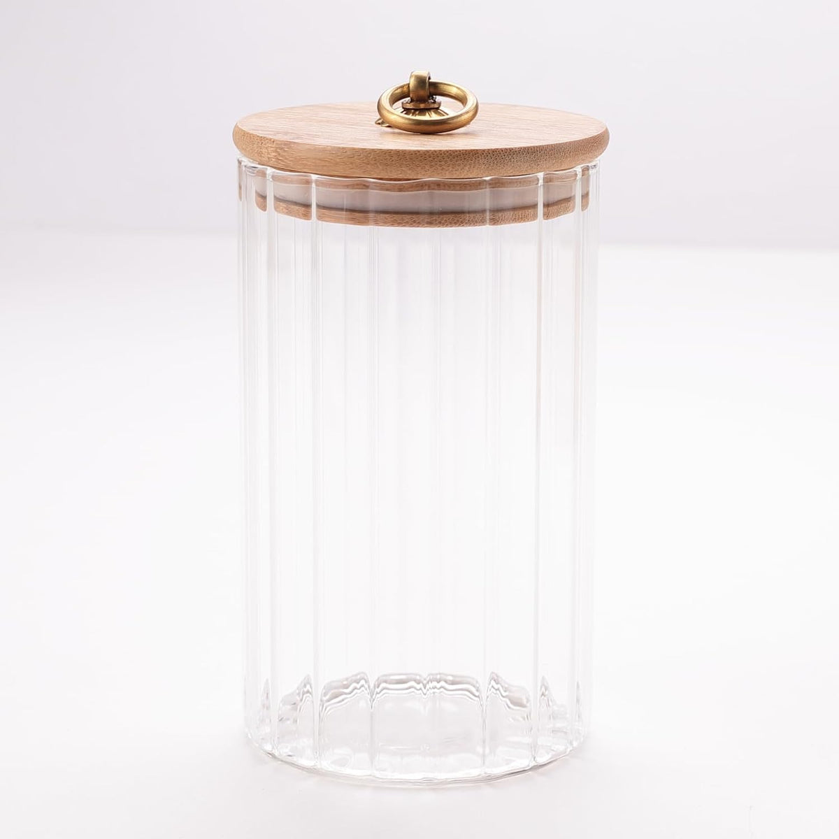 Heart Home Glass Jar | Multi-Utility Kitchen Organizer | Airtight Bamboo Lid | Food Storage Jar with Metal Loop | Cookies Storage Jar | 820 ML | LP020 | Transparent