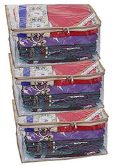 Kuber Industries 3 Piece PVC Saree Cover Set, Golden, Standard (SC0929)