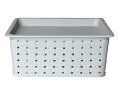 Heart Home BPA Free Attractive Design Multipurpose Small Trendy Storage Basket With Lid|Material-Plastic|Color-Gray|Pack of 2