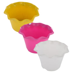 Heart Home Blossom Flower Pot|Durable Plastic Flower Pots|Planters for Home Décor|Garden|Living Room|Balcony|Pack of 3 (Multicolor)