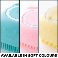 Kuber Industries Dog Brush with Shampoo Container|Cat & Dog Bath Brush for Bathing|Exfoliating|Scrubbing|Massaging & Relaxing|Soft Silicone|Suitable for All Pets|PT230Y|Yellow