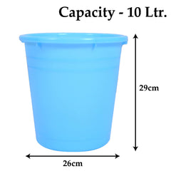 Kuber Industries Plastic Dustbin|Portable Garbage Basket & Round Trash Can for Home,Kitchen,Office,College,10 Ltr,Pack of 2 (Sky Blue)
