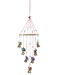 Kuber Industries Handcrafted Rajasthani Traditional Windchimes|Wooden Wall Hanging Toran,Latkan for Home Décor (Multicolor)