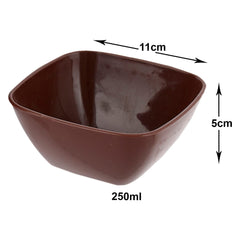 Kuber Industries Bowls|Plastic Serving Square Bowls|Katori for Kitchen|Microwave Safe Bowls for Rice|Soup|Pasta|250 ML|Pack of 12 (Brown)