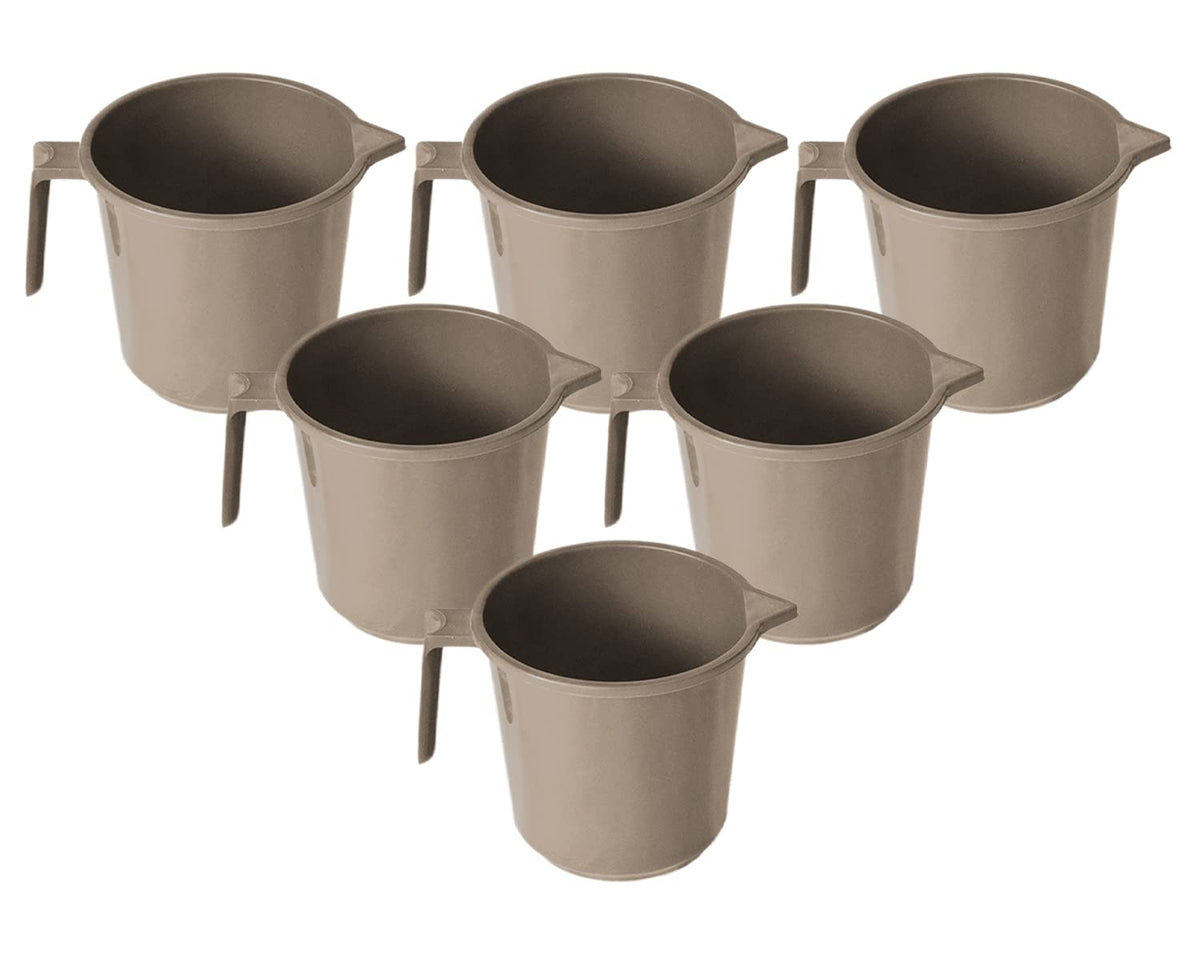 Kuber Industries Plastic Lightweight, Unbreakable Bathroom Mug 1.5 Litre (Light Brown, Pack of 6)
