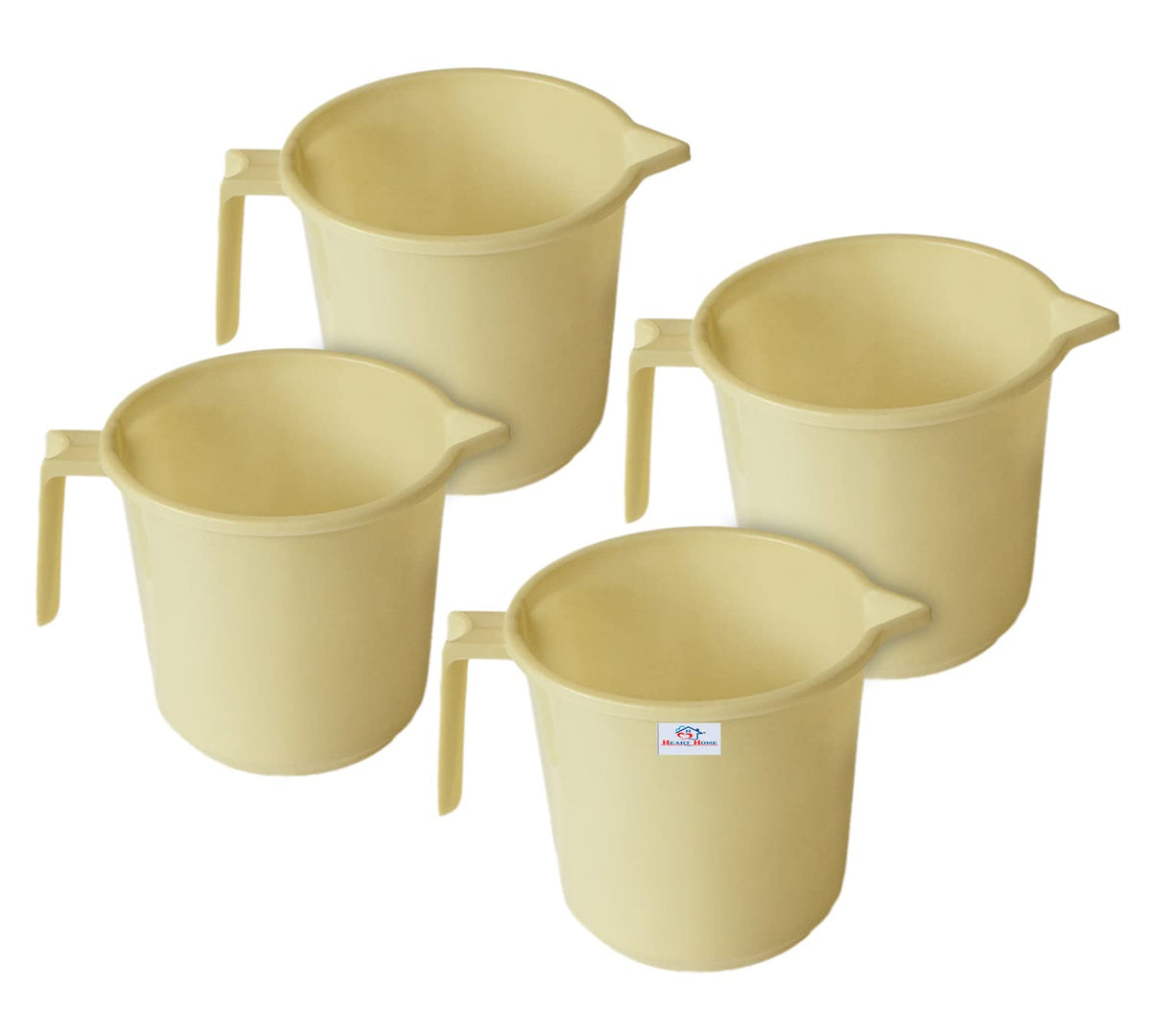 Heart Home Plastic Lightweight, Unbreakable Bathroom Mug 1.5 Litre- Pack of 4 (Cream) 54HH3911.