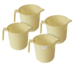 Heart Home Plastic Lightweight, Unbreakable Bathroom Mug 1.5 Litre- Pack of 4 (Cream) 54HH3911.