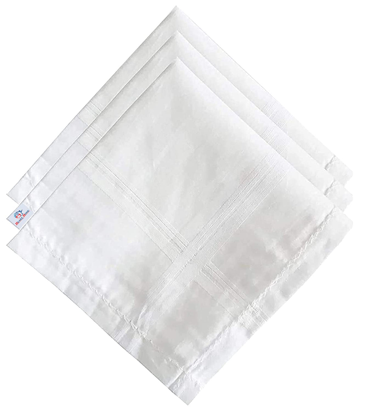 Heart Home Men's Handkerchiefs, 100% Pure Cotton, Pocket Square Hankies, Classic Plaid Pattern Perfect for Gift, Set of 3 (White), Standard (HS_37_HEARTH020429)