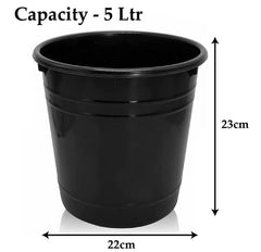 Kuber Industries Plastic Dustbin|Portable Garbage Basket & Round Trash Can for Home,Kitchen,Office,College,5 Ltr,Pack of 3 (Black)