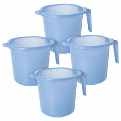 Heart Home Tranasparent Small Multiuses Lightweight, Unbreakable Strong Plastic Bathroom Mug, 1 Litre- Pack of 4 (Blue)-50HH0818