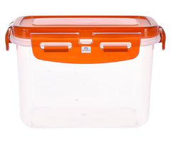 Heart Home Plastic Food Storage Container/Box for Cookies, Nuts, Beans, chutneys with Airtight Lock Lid, 600ml Pack of 4 (Brown)-46KHH0237