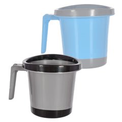 Heart Home Multiuses Leightweight, Unbreakable Strong Plastic Bathroom Mug 1 Litre Pack of 2 (Blue & Brown)-46HH0278