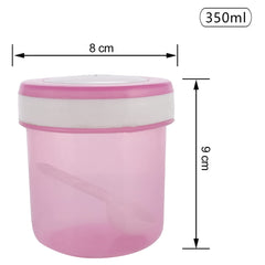 Kuber Industries Containers Set for Kitchen|BPA-Free Plastic 350 ML Storage Containers Set with Spoon for Kitchen|Pack of 6 (Pink)