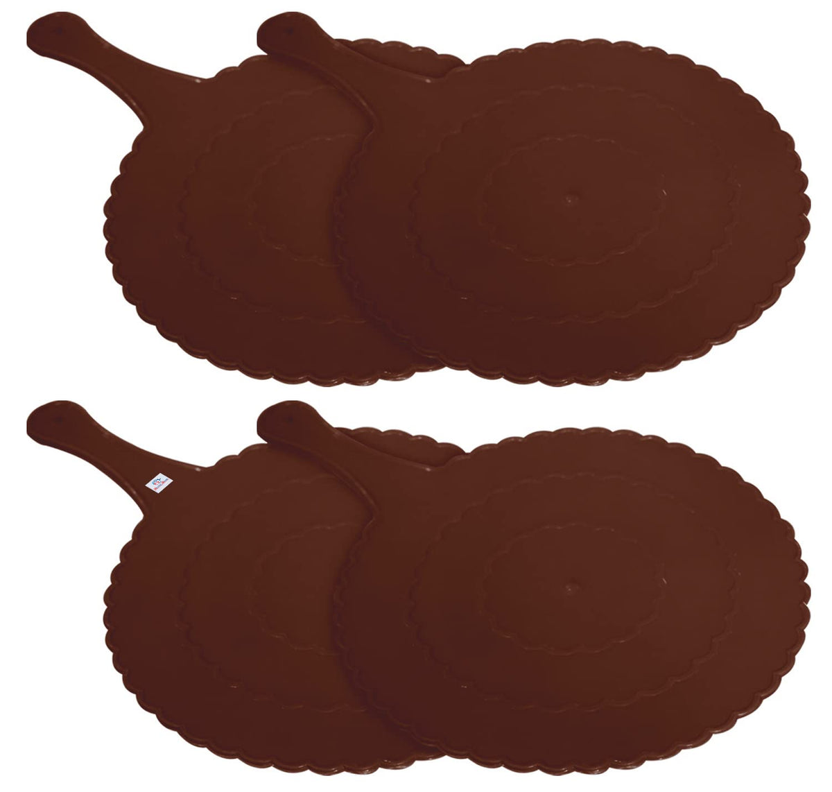 Heart Home Plastic Lightweight Handfan|Hath Pankha|Beejna for Natural Cooling Air Home Decor and Travel Useful, Pack of 4 (Brown)