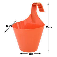 Kuber Industries Hanging Flower Pot|Single Hook Plant Container|Durable Plastic Glossy Finish Pots for Home|Balcony|Garden|9 Inch|Pack of 4 (Multicolor)