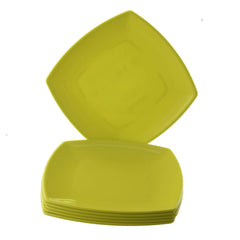 Kuber Industries 6 Pieces Unbreakable Virgin Plastic Square Microwave Safe Dinner Plates (Green) - CTLTC44477