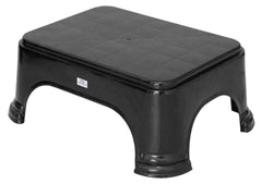 Heart Home 2 Pieces Unbreakable Virgin Plastic Multipurpose Bathroom Tub & Stool Set (Black)