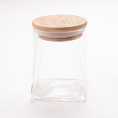 Heart Home Glass Jar | Multi-Utility Kitchen Organizer | Airtight Bamboo Lid | Food Storage Container | Cookies Storage Jar | 350 ML | LP016 | Transparent