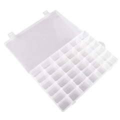 Kuber Industries Beads Storage Box|36 Slots Plastic Adjustable Dividers Storage Organizer for Glitters|Thread Reels|Medicine Pills (Transparent)