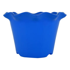 Kuber Industries Blossom Flower Pot|Durable Plastic Flower Pot|Gamla with Drain Holes for Home Décor|Balcony|Garden|8 Inch|Pack of 4 (Blue)