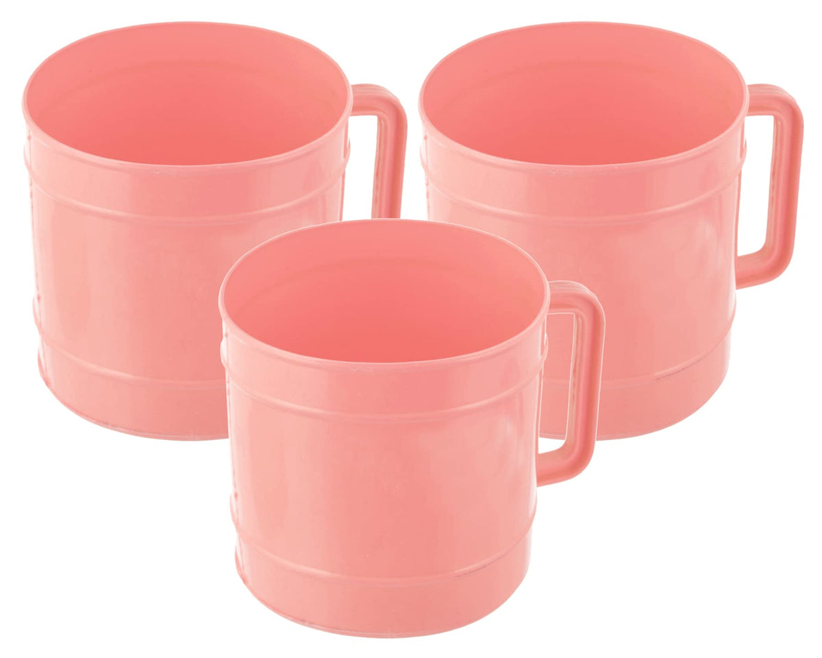 Kuber Industries Light Weight, Durable Plastic Bathing Mug for Bathroom Bath Accessory, 1 Ltr., Pack of 3 (Pink)