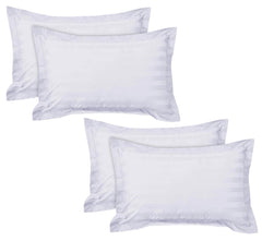 Kuber Industries Lining Design Cotton Pillow Cover- 18x28 Inch, Set of 4 (White)-HS43KUBMART26780