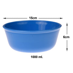 Kuber Industries Bowls|Plastic Dishwasher Safe Bowl|Serving Bowls|Bowls for Kitchen|Microwave Safe Bowls for Salad|Soup|Pasta|1000 ML|Pack of 6 (Multicolor)