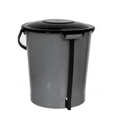 Kuber Industries Step On Pedal Plastic Dustbin/Wastebin With Handle, 5 Liter (Grey & Black)