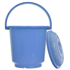 Heart Home Multipurposes Plastic Bucket for Bathing Home Cleaning & Storage Purpose with Lid, 16Ltr.- Pack of 2 (Blue)-47HH01175