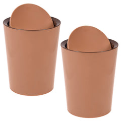 Kuber Industries Swinging Lid Dustbin|Plastic Garbage Waste Bin|Trash Can for Living Room|Kitchen|Office|6 Litre|Pack of 2 (Coffee)