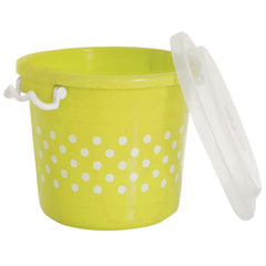 Kuber Industries Dot Printed Plastic Storage Container for Store Flour, Rice, Sugar, Baking Supplies with Lock Handle & Lid, 6 Liter (Green)-47KM01092