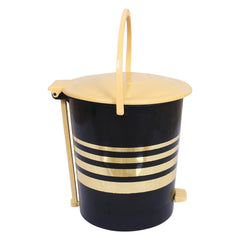 Kuber Industries Pedal Dustbin|Plastic Pedal Dustbin|Kitchen Waste Paper Bin|Dustbin For Bedroom|Cream Lid 10 Liter Dustbin (Black)